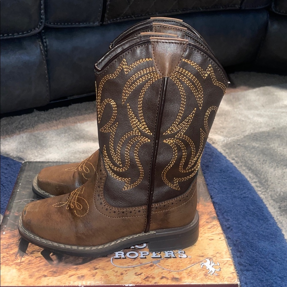 Brown Kids Cowboy Boots
